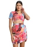 Womens 2-piece Printed Coord Set | Crop Top & Skirt Dress