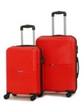 Teakwood Set of 2 8 Wheels Trolley Bag, Hard Cabin with Zipper Closure, Adjustable Push Button & Cross Side Strap, Number Lock System 360 Degree (Set of 2, Red)