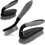 KROYWEN Scrub Brush Set of 3pcs-Cleaning Shower Scrubber with Ergonomic Handle and Durable Bristles – Grout Cleaner Brush-Scrub Brushes for Cleaning, Bathroom/Shower/Tile/Kitchen/Floor/Bathtub/Carpet