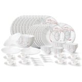 Larah by Borosil Boro Fluted Series Opalware Dinner Set | 63 Pieces for Family of 8 | Microwave & Dishwasher Safe | Bone-Ash Free | Crockery Set for Dining & Gifting | Plates & Bowls | White