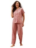 Clovia Women’s Cotton Floral Printed Button Down Shirt & Pyjama Set (LS0264D14_Pink_M)