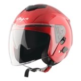 Vega VO 04 Punch Dual Visor Open Face Riding Helmet with Lightweight Shell, Shock-Absorbing Liner, Comfortable Interior, Aerodynamic Design, Ventilated Fit, and Modern Cherry Red Styling Cherry Red M
