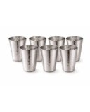 Tosaa Stainless Steel V Shape Hammered Finish Glasses Pack of 6 – Non-Reactive Material Keeps Beverages Safe and Fresh, Suitable for Water, Juice, Milk, Or Cold Beverages
