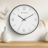 Titan Essence Classic Wall Clock with White Dial with Black Case, Silent Sweep, Model W0094PA04 | 30 cm x 30 cm