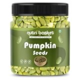 NUTRIBASKET Premium Pumpkin Seeds | Raw Pepitas for Snacking, Baking & Cooking | Protein & Fiber Rich Healthy Seeds | Natural Superfood Snack | Reusable Jar Pack | Vegan & Gluten Free (400gm)