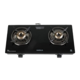 Havells GEOSLIM Gas stove |2 Heavy Duty Forged Brass Burner|6 mm Toughened Glass|Premium Valves|Removable Drip Tray|Soft Touch Knobs|5 year Warranty on Burners, Glass & Valves by Havells (Black)
