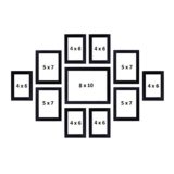 Stuthi Arts Wood MDF Photo Frame With Glass (Black, 11Photos), Wall Mount