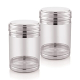 Attro Nexon Stainless Steel See Through Airtight Containers For Masala Box, Dry Fruit Jars, Kitchen Container, Storage Box, 1200 Ml – Set Of 2, Silver