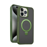 amazon basics Elite Series Frosted Finish Case with Back Stand for iPhone 15 Pro Max (Frosted Green)