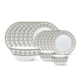 Larah by Borosil Syrah Kohinoor Series Opalware Dinner Set | 19 Pcs for Family of 6 | Microwave & Dishwasher Safe | Bone-Ash Free | Crockery Set for Dining & Gifting | Plates & Bowls | White