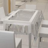 Fancy Walas Premium High Thickness Transparent Table Cover with Lace, 15 mm Thick, Durable and Waterproof, PVC Rectangular 6 Seater (Silver Lace, 60 x 40 inch, Rectangular)