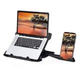 Portronics My Buddy Hexa 22 Laptop Stand with 360° Rotation Base, Mobile Stand, 7 Adjustable Heights, Air Ventilation, Portable & Foldable Design for Upto 15.6 Inches Laptops & MacBook (Black)