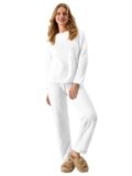 KOTTY Cozy Winter Wear for Women with Relaxed Fit Design (White,M)-KTYWINTERSET179M