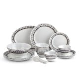 CELLO Lumina Imperial Plus Series Opalware Dinner Set of 33 Pieces For Family of 6 | Bone-Ash Free & Leadfree Opal Glass Microwave & Dishwasher Safe Crockery Plates & Bowls Set For Daily Use & Gifting