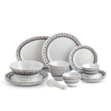 CELLO Lumina Imperial Plus Series Opalware Dinner Set of 33 Pieces For Family of 6 | Bone-Ash Free & Leadfree Opal Glass Microwave & Dishwasher Safe Crockery Plates & Bowls Set For Daily Use & Gifting