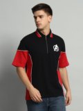 Pagalpan Colorblock, Printed Men Polo Neck Black T-Shirt