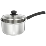 Amazon Brand – Solimo Cookware Saucepan with Glass Lid (2L) | Triply Stainless Steel | Spill-Proof Edges | Ergonomic Handles|Induction and Gas Stove Compatible