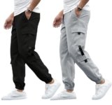 Lymio Track Pant for Men || Regular Fit || Track Pants || Full Elastic Jogger Track Pant || Available in Combo Pack of 2 (TP-06-07-Grey-Black-M)