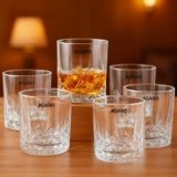 AGARO Elegant Whiskey Glass, Set of 6, 325ML, Diamond Cut Design, Crystal Clear, Perfect for Scotch, Whisky, Bourbon, Liquor, Wine, Cocktail Drinks