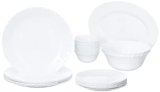 Larah by Borosil Fluted Series Snow Opalware Dinner Set | 21 Piece for Family of 6 | Microwave & Dishwasher Safe | Bone-Ash Free | Crockery Set for Dining & Gifting | Plates & Bowls | White