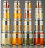 DhaBrij Plastic Grocery Container  – 1200 ml, 650 ml, 350 ml, 250 ml(Pack of 16, Silver)
