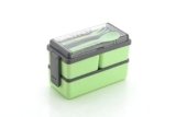 THE SR Brand 3-Compartment Lunch Box for Office Men and Lunch Box for Kids, Portable Double-Layer Lunch Box with Cutlery and Lid,Microwave Safe Lunch Boxes (Pack of 1,Multicolor, Plastic), 1400 Ml