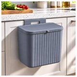 Eightiz Plastic Hanging dustbin Kitchen Trash Can with Lid Cabinet Door Garbage Bin, Double-Sided Open Flip Lid, Wall Mounted Kitchen Waste Bin, Under Sink Storage Trash Bucket(9 L,Grey)