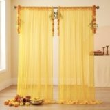 KIDZILO Yellow Net Curtains (Pack of 2) for Decoration, Yellow