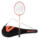 Boldfit Badminton Rackets for Beginners, Adults Aluminium Shuttle Bat with Full Cover Bag Badminton Racket for Practice & Match Lightweight Badminton Racquet with Grip Handle Shuttle Racket – Orange