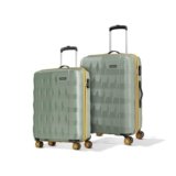 Aristocrat Comet Set of 2 (Cabin+Medium) Hard Case Trolley Bags, Green