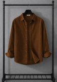 TorontoCN Men Solid Casual Brown Shirt