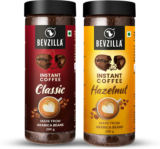 Bevzilla Instant Coffee Powder Combo- 200g Premium Classic Strong & 200g Hazelnut Instant Coffee(2 x 200 g, Unflavoured, Hazelnut Flavoured)
