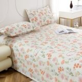 MollisHomes Dew Cotton Bedsheet for Double Bed 160 TC 250 x 225 CM, Beige