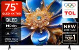 TCL T6D 189.31 cm (75 inch) QLED Ultra HD (4K) Smart Google TV 2026 Edition with HDR10+ Dolby Vision- Atmos 34W 120 Hz Game Accelerator (DLG) TCL AI Slim & Uni body Design(75T6D)