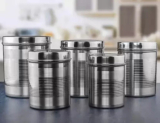 Tactware Steel Grocery Container  – 500 ml, 800 ml, 1200 ml, 1600 ml, 2100 ml(Pack of 5, Silver)