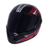 Sage Square Plus Full Face Graphic Helmet (ISI Certified) Tinted Visor, High Standard Safety, Enhanced Design, Extra Comfort (Black Glossy-Red) (Size: Extra Large)