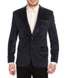 Wintage Men’s Regular Fit Notched Lapel Blazer (velvet201color6s44_Navy Blue_44)