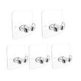 DME SALES Plastic Adhesive Hook Multifunctional Power Plugs Socket Holder Free Punching Adhesive Hook Power Stickers Wall Mounted Transparent Wall Plug Hook for Keys Towel Kitchen (Pack-5)