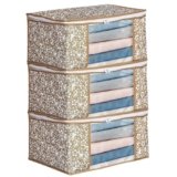 Ai Ankit International Non-Woven Saree Covers With Zip | Set Of 3 Clothes Cover Bags – Storage Organizer For Saree | Shirts | Salwar Suit | Lehenga – Dress Organizer For Wardrobe, 22 Cm, Beige, 32 Cm