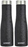 Amazon Brand – Solimo Stainless Steel Fridge Water Bottles | Set of 2 | Textured Finish | 1 L | Black