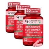 Carbamide Forte Women’s Probiotics Supplement 60 Billion CFU | Vaginal Probiotics & Gut Health Supplements with Cranberry Extract | 60 Veg Capsules (Pack of 3)