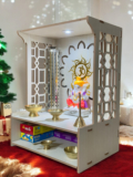 HOODWIN Pooja Mandir Home Office with LED Light H- 18 L- 16 W -8.75 In Home Temple Engineered Wood Home Temple(Height: 39.5, DIY(Do-It-Yourself))