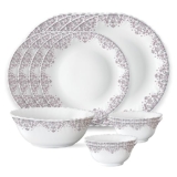 Larah by Borosil Lark Fluted Series Opalware Dinner Set | 13 Pieces for Family of 4 | Microwave & Dishwasher Safe | Bone-Ash Free | Crockery Set for Dining & Gifting | Plates & Bowls | White