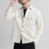 Try This Self Design Men Zip Neck White, Silver, Beige T-Shirt