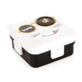 ATTRO Festive Super Cat Lunch Box 2 Layer Plastic Lunch Box Comes with 1 Detachable Tray, 1 Small Container & 1 Spoon Ideal for Kids BPA Free 1590ml+70ml- Black White