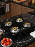 Suryaflame Splendor LPG 4 Burner Gas Stove with Brass Burner & Toughened Glass Top Glass Manual Gas Stove(4 Burners)