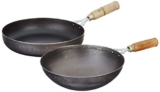 Amazon Brand – Solimo Sheet Metal Iron Cookware Set of 2 Pc (Wok 24 cm Dia, Induction Base Fryng Pan 24 cm Dia) 100% Toxin-Free, Naturally Non-Stick, Long Lasting