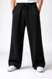 HUSTLEWELL Loose Fit Men Black Trousers