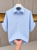 Marmic Fab Men Striped Casual White, Light Blue Shirt