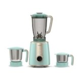 Havells CRAFT Mixer Grinder | One Touch Grinding | Unique Touch Control | Powerful BLDC Motor with 10 Year Warranty | 50% Quieter Performance| Precision Control Over Grinding Texture(Blue & Gold)